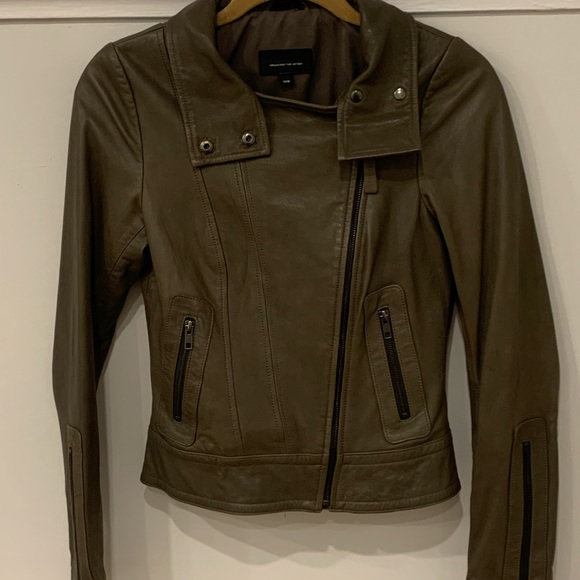 Mackage army green leather biker jacket - Picture 3 of 6